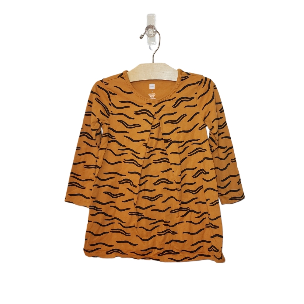 Tea Collection Size 3 Tiger Print Long Sleeve Swing Dress